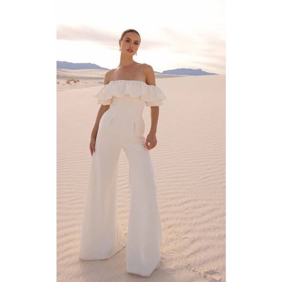 Fame & Partners X Anthropologie Tassiah Jumpsuit  in White Size 4 Ret$298. - Picture 1 of 10